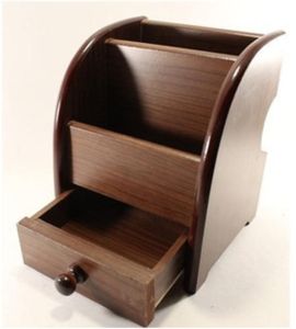 Brawn Wooden Pen Holder With Drawer