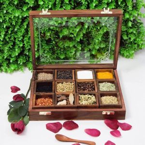 Rectangular Wooden Spice Box