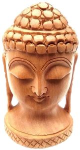 Wooden Buddha Head Face Statue