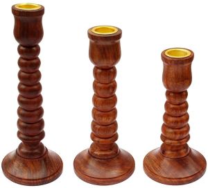 Wooden Pillar Candle Holder