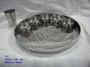 16 Inch Plain Thali Plate Set