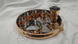 Bronze and Steel Thali Set