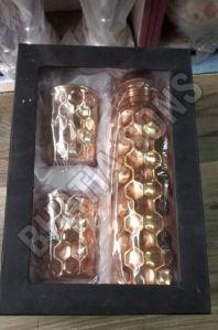 Diamond Design Copper Bottle and Tumbler Set