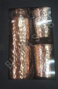Hammered Copper Bottle and Tumbler Set