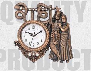 Radhe Krishna Wooden Wall Clock