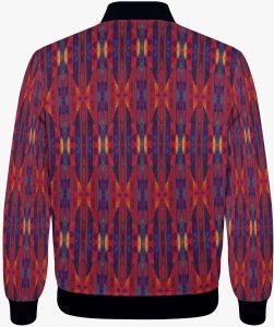 Womens Magenta Blue Painted Flame Bomber Jacket
