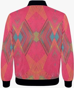 Womens Magenta Multi Tonal Mosaic Bomber Jacket