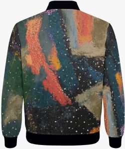 Womens Midnight Amber Celestial Mosaic Bomber Jacket