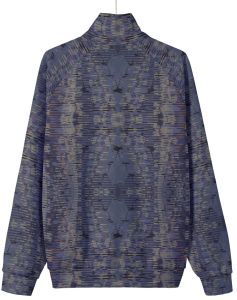 Mens Navy Blue Abstract Stand Collar Jacket