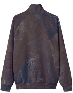Mens Purple Abstract Patchwork Stand Collar Jacket