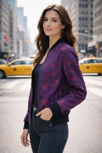 Womens Indigo Morse Code Bomber Jacket