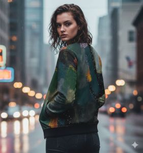 Womens Starry Night Bomber Jacket