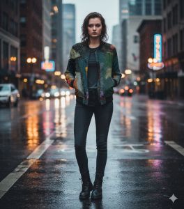 Womens Starry Night Bomber Jacket