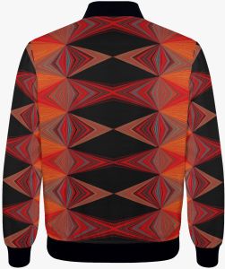 Womens Bold Orange Black Diamond Texture Bomber Jacket