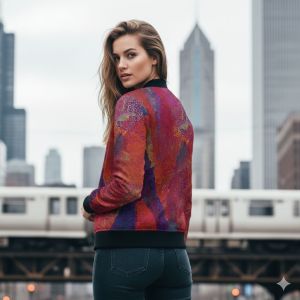 Womens Crimson Art Bomber Jacket