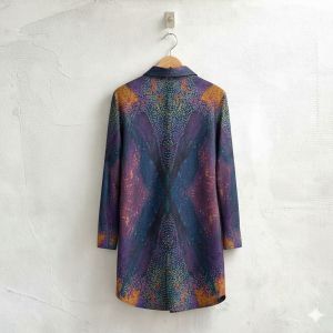 Womens Purple Teal Abstract Print Shirt