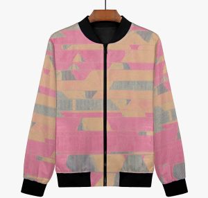 Womens Blush Strata Abstract Bomber Jacket