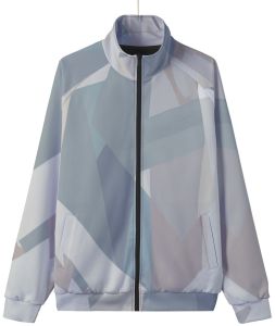 Mens Lavender Geometric Fragment Stand Collar Jacket