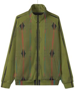 Mens Olive Green Outerwear Stand Collar Jacket