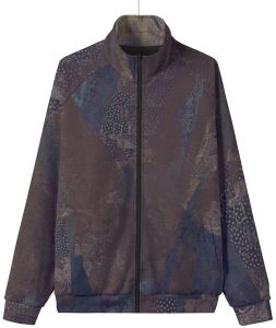 Mens Purple Abstract Patchwork Stand Collar Jacket