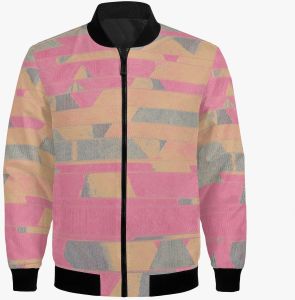 Womens Blush Strata Abstract Bomber Jacket
