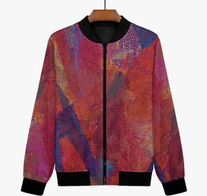 Womens Crimson Art Bomber Jacket