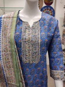 Hand Block Printed Chanderi Unstitched Suits