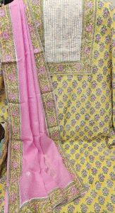 Hand Block Printed Cotton Silk Unstitched Suits