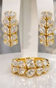 K Jewels Diamond Ring Earrings Set