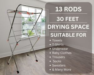13 Rod Stainless Steel Foldable Cloth Drying Stand