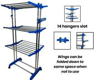 3 Tier Steel Drying Rack with Hanger Slots