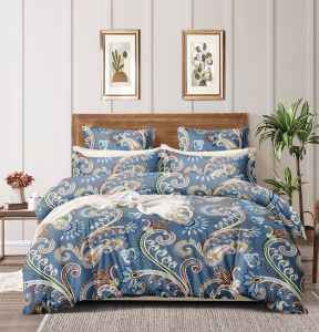 Double Bed Cotton Paisley Printed Bedsheet Set