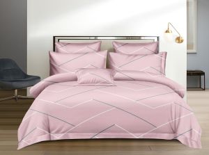 Minimal Geometric Pink Double Bed Cotton Bedsheet Set
