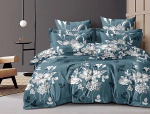 Premium Dark Floral Double Bed Cotton Bedsheet Set