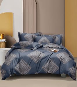Premium Diamond Geometric Double Bed Cotton Bedsheet Set