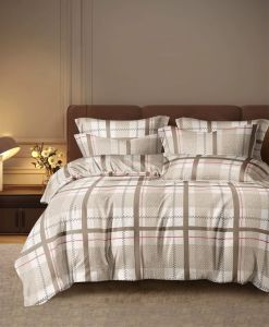 Premium Soft Check Double Bed Cotton Bedsheet Set