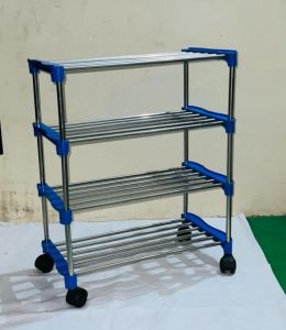 Rolling Steel Shoe Organizer Rack