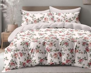 Soft Rose Floral Double Bed Cotton Bedsheet Set