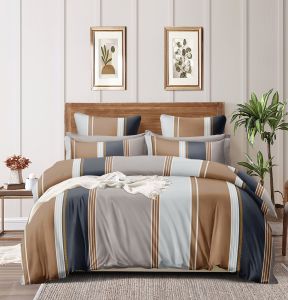 Stripe Double Bed Cotton Bedsheet Set