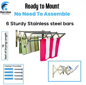 Wall Mounted Foldable Stainless Steel Clothes Drying Rack