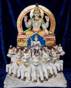 Marble Surya Dev Moorti