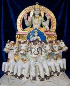 Marble Surya Dev Moorti