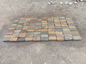 Yellow Multicolor Sandstone Cobble Stone Pavers