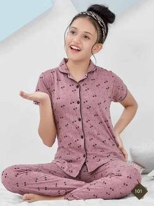 Girls Printed Cotton Sleepwear Set