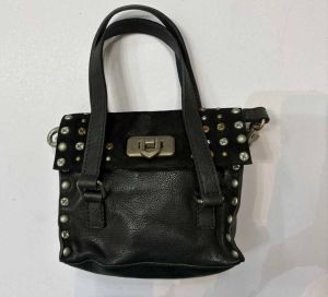 Black Stud Leather Tote Bag