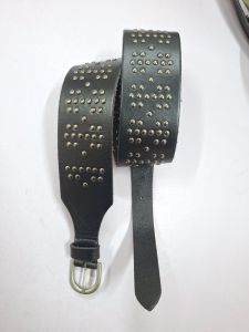 Designer Metal Studded Black Leather Belt