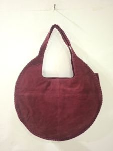 Ladies Maroon Leather Round Tote Bag