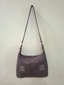 Ladies Purple Leather Messenger Bag