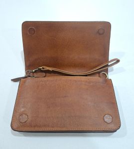 Ladies Tan Brown Leather Clutch Purse