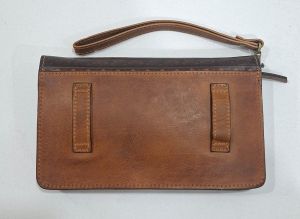 Ladies Tan Brown Leather Clutch Purse
